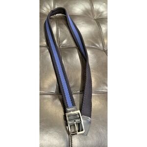 Royal Albatross Men Size Large Oxford Flex Woven Reversible‎ Belt Blue Striped
